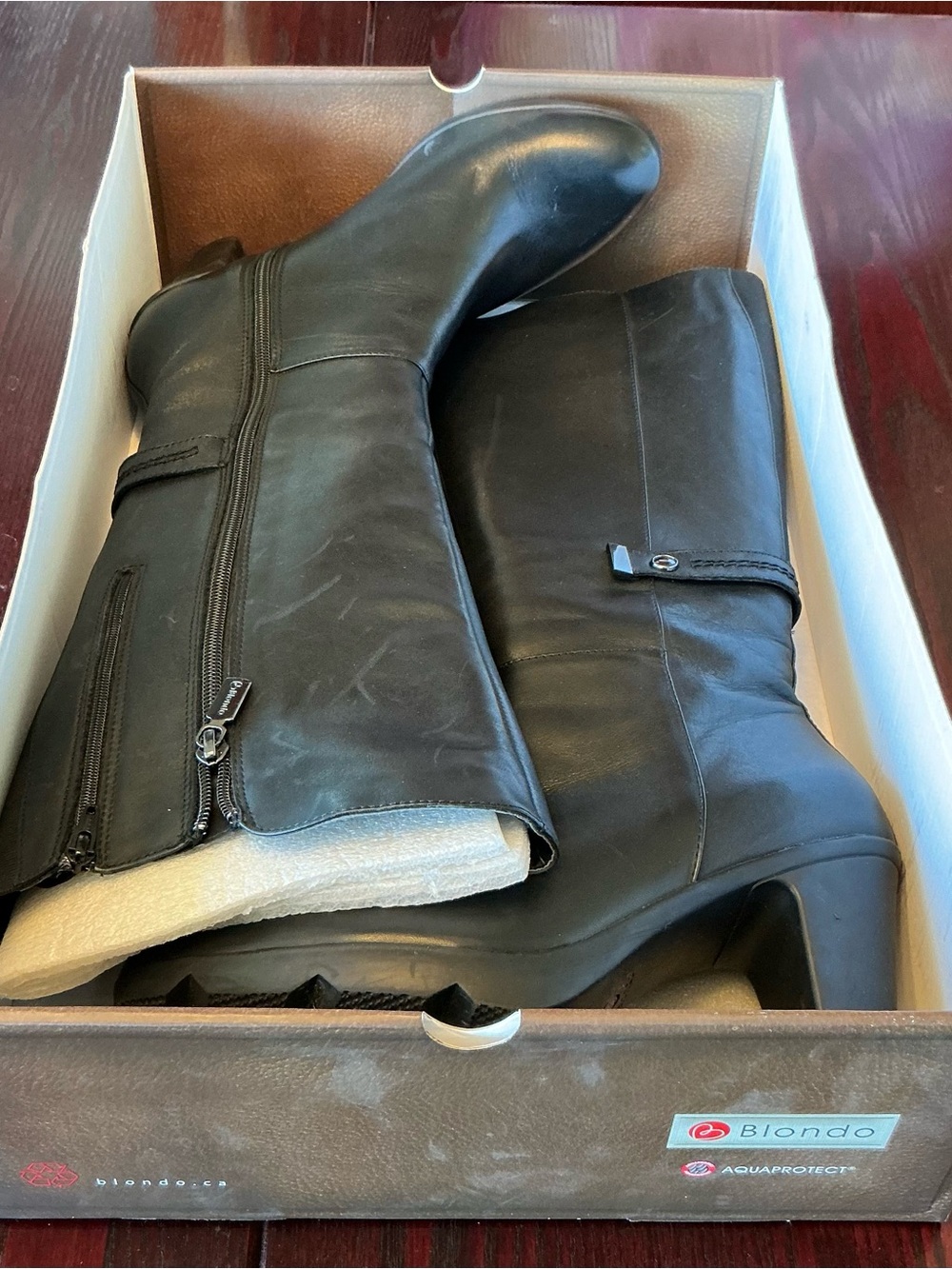 Women winter black heels boots.